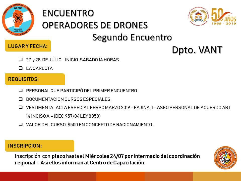 Departamento VANT: 2° Encuentro Operadores de Drones
