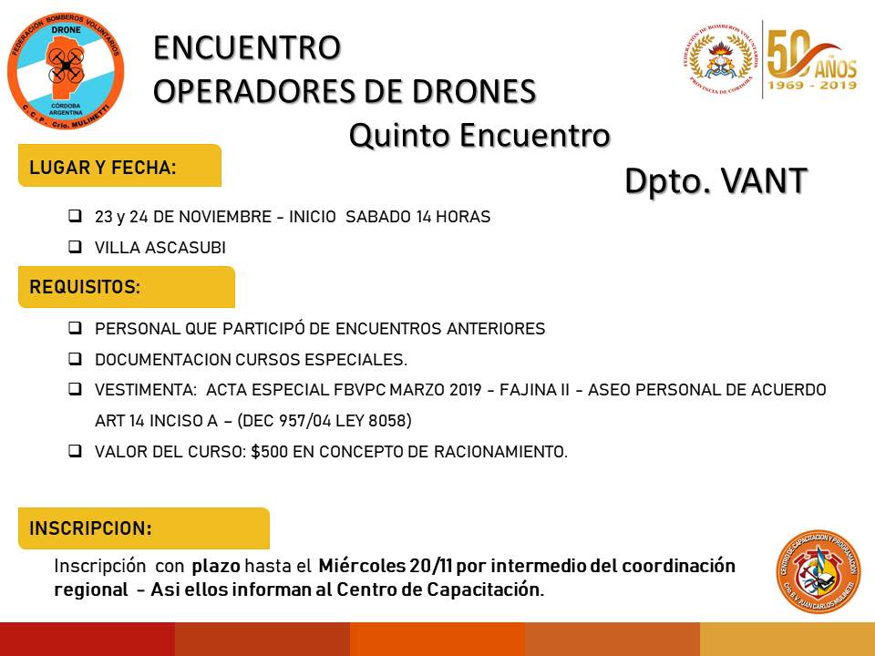 Departamento VANT: 5° Encuentro de Operadores de Drones