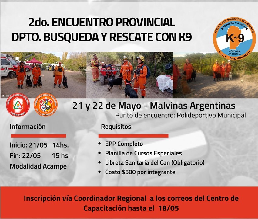 Departamento Búsqueda y Rescate con K9: 2° Encuentro Provincial 2022
