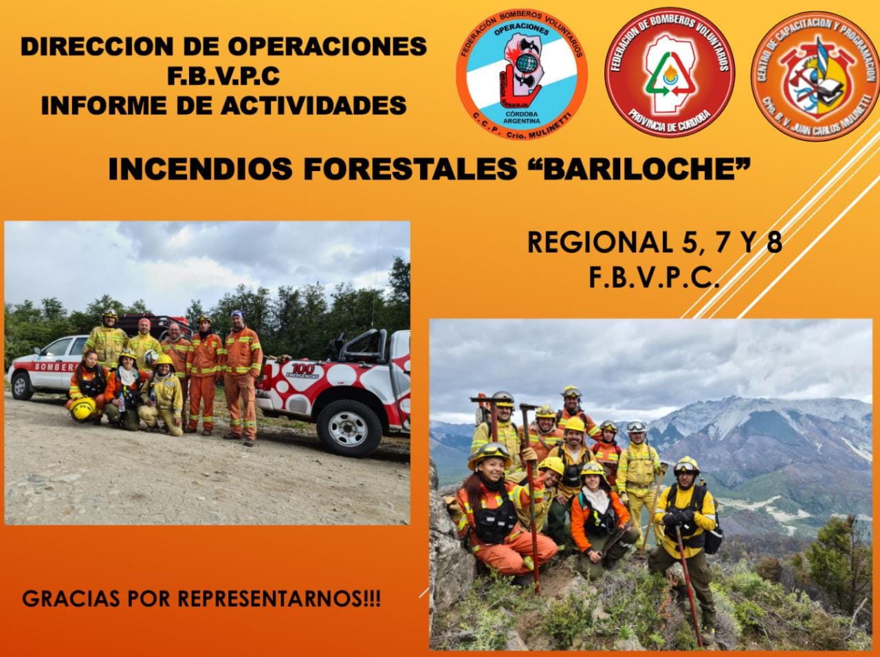 Nuestra Federación trabaja en los Incendios Forestales de Bariloche