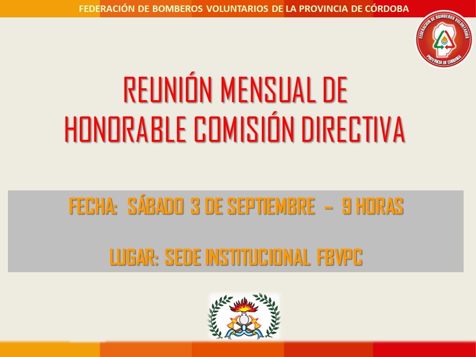 Convocatoria a Reunión Mensual de Honorable Comisión Directiva