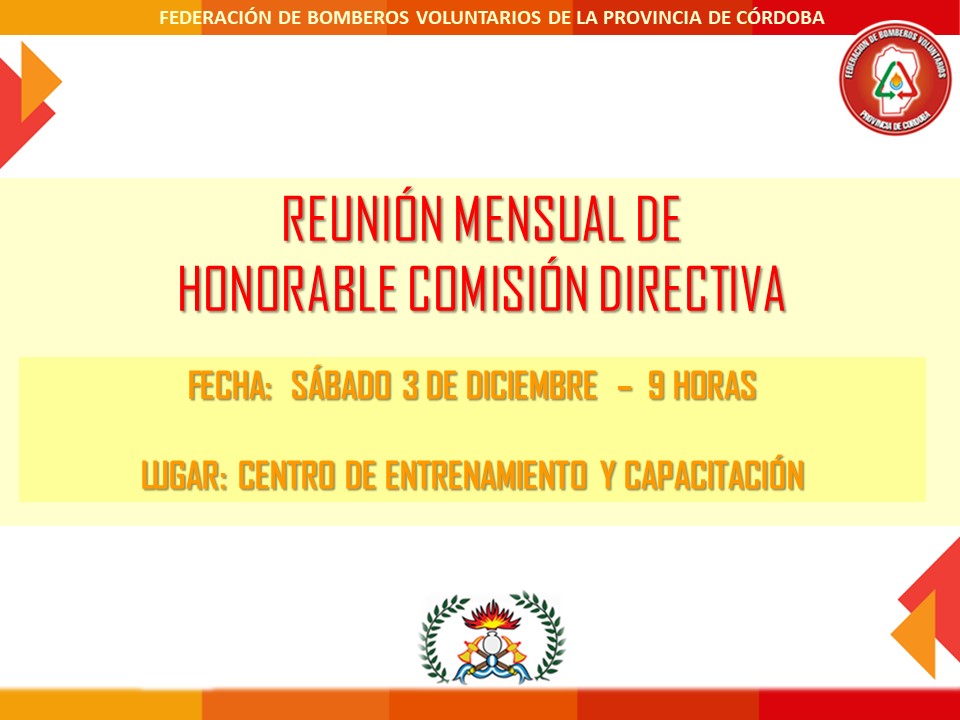 Convocatoria a Reunión Mensual de Honorable Comisión Directiva