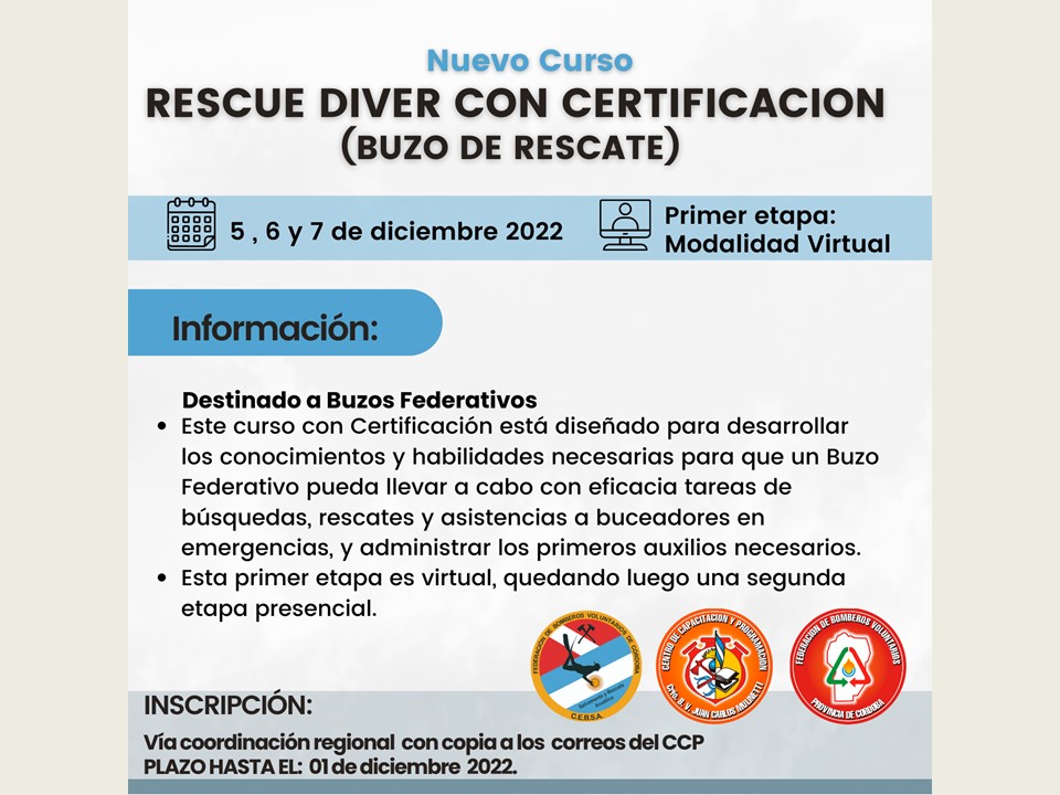 Curso Rescue Diver con Certificación: 1º Etapa - Modalidad Virtual